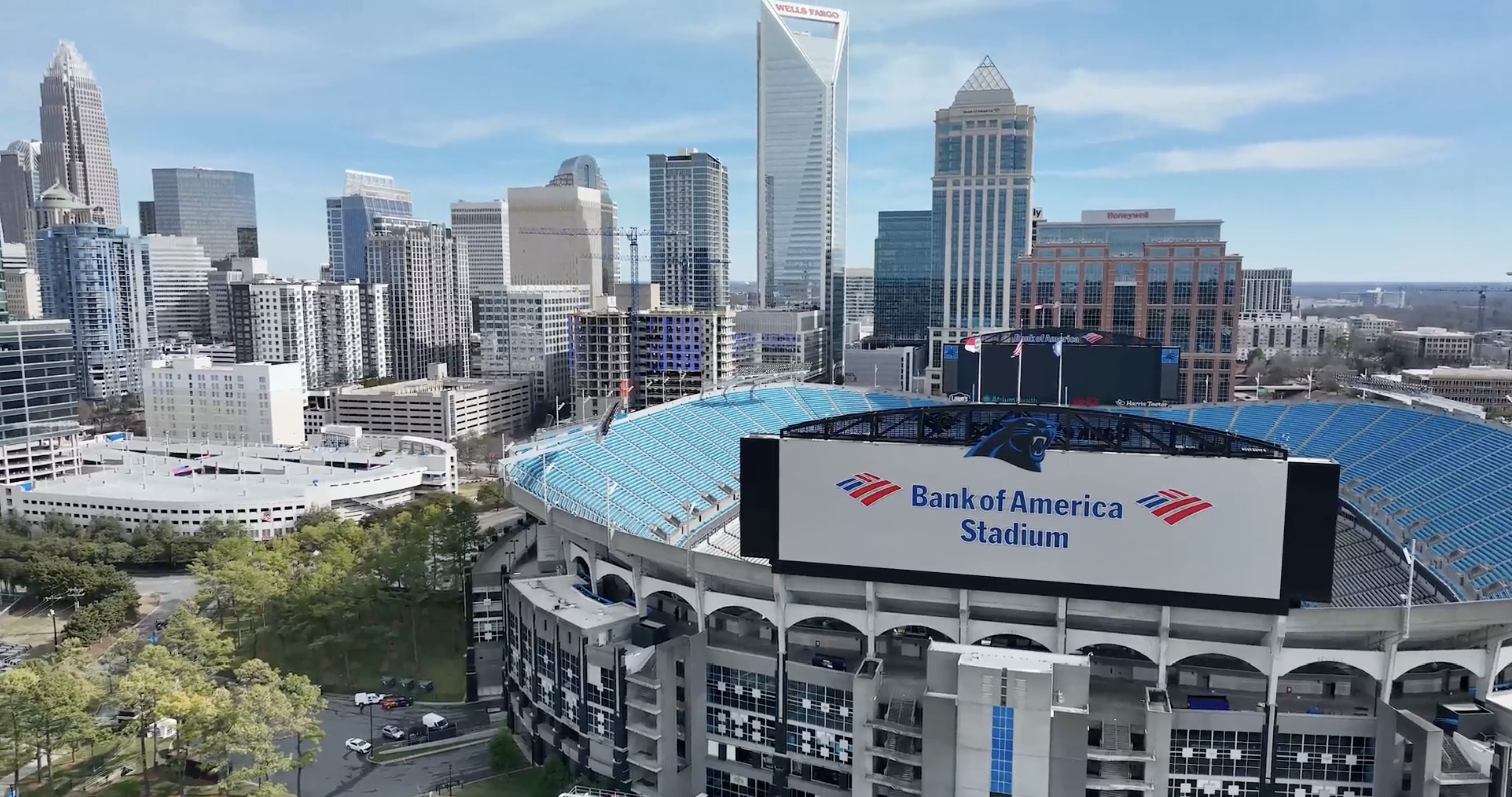Charlotte NC skyline aerial